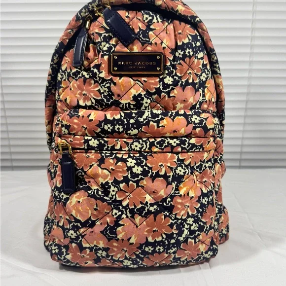 Marc Jacobs Backpack - Quilted Floral Nylon - Pink and Blue Excellent Condition - Picture 1 of 15